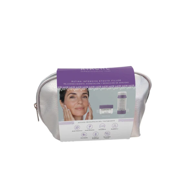 ATACHE Pack Tensor Boost Sérum + Lift Therapy | Neceser Plateado con Efecto Lifting Inmediato
