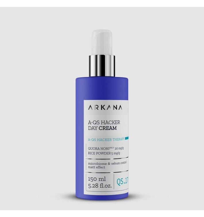 Arkana A-QS Hacker Day Cream 50 ml | Crema de Día Equilibrante para Piel Grasa y Mixta