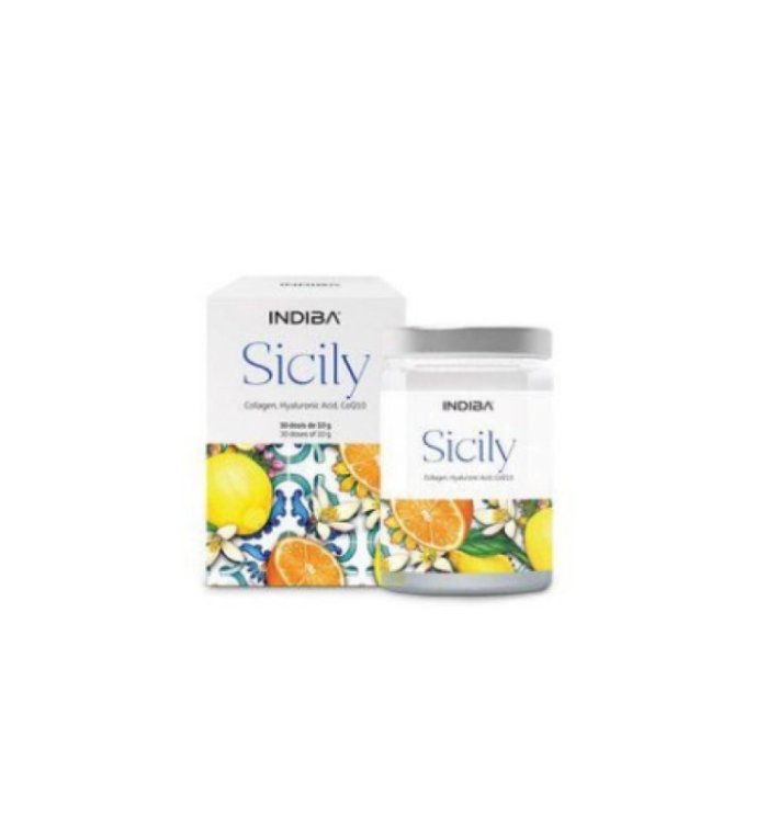 Indiba Ceuticals Sicily Collagen Ácido Hialurónico CoQ10 Complemento Alimenticio 30 x 10 g