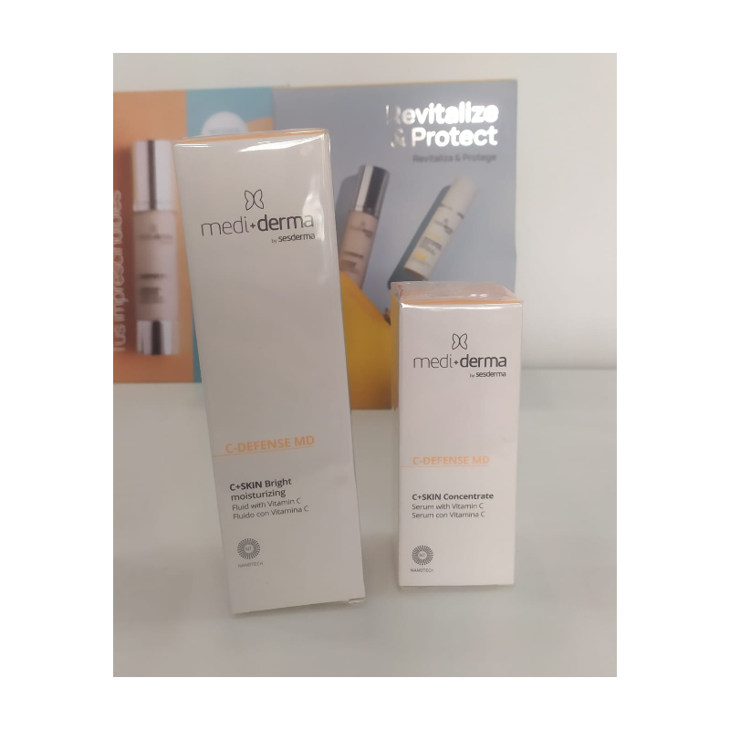 Mediderma Lote C-Defense MD + Skin Bright | Fluido Iluminador y Concentrado Antioxidante