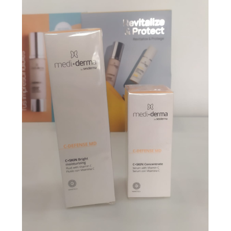 Mediderma Lote C-Defense MD + Skin Bright | Fluido Iluminador y Concentrado Antioxidante