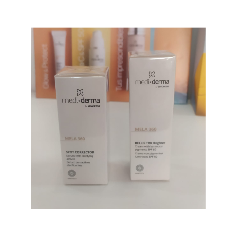 Mediderma Lote Mela 360 Spot Corrector + Bellis TRX SPF50 | Tratamiento Antimanchas