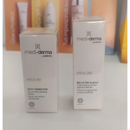 Mediderma Lote Mela 360 Spot Corrector + Bellis TRX SPF50 | Tratamiento Antimanchas