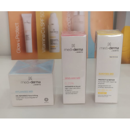 Mediderma Lote Hylanses MD HA Advanced + Intensive-A Repair + SunySes SPF50 | Rutina Antiedad Completa