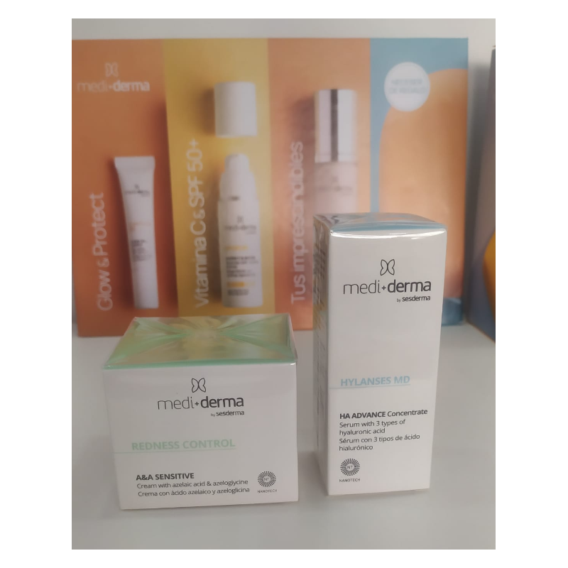Mediderma Lote Redness Control A&A Sensitive + Hylanses MD HA Advance Concentrado | Calmante e Hidratante