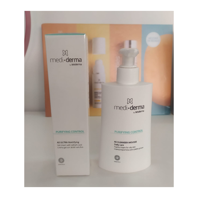 Mediderma Lote Purifying Control AS Gel Cream + Cleanser Mousse | Piel Mixta y Grasa