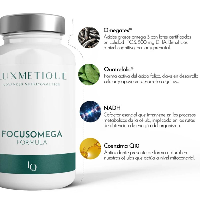 Luxmetique FocusOmega Formula | Complemento Nutricional con Omega-3 para Concentración y Bienestar