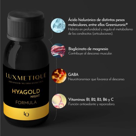 Luxmetique Hyagold Night Formula | Nutricosmético Nocturno con Ácido Hialurónico y GABA