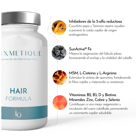 Luxmetique Hair Formula 60 Cápsulas | Complemento Nutricosmético Anticaída y Fortalecedor Capilar