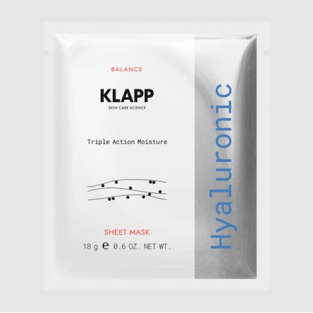 KLAPP Hyaluronic Triple Action Moisture Sheet Mask | Mascarilla Facial con Ácido Hialurónico