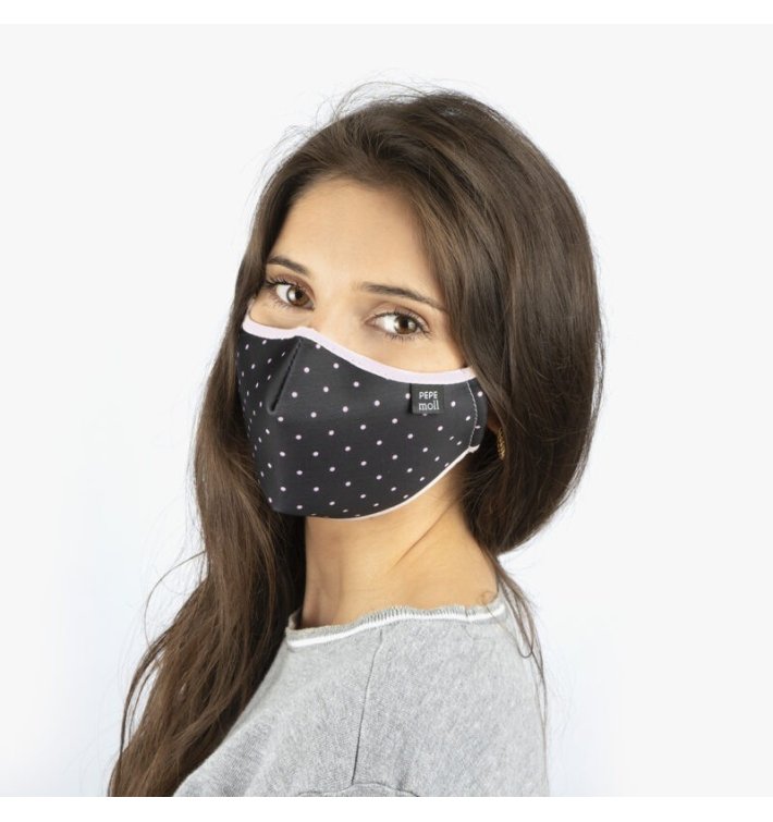 Mascarilla elegant topos rosa - pepe moll