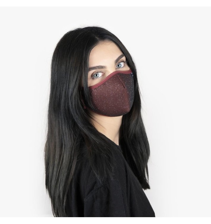Mascarilla premium glitter bordo - pepe moll